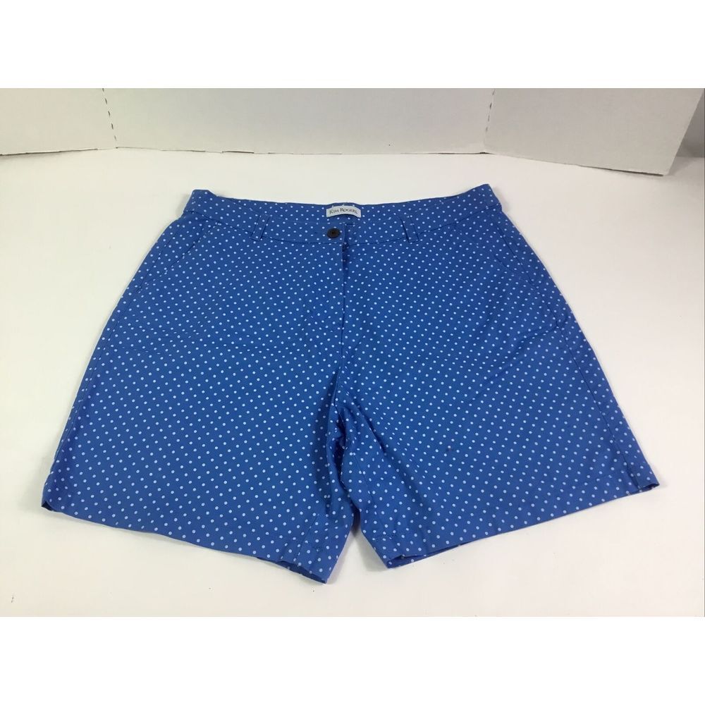 Kim Rogers stretch Shorts hight waste blue white‎ polkadot Womens Size 16